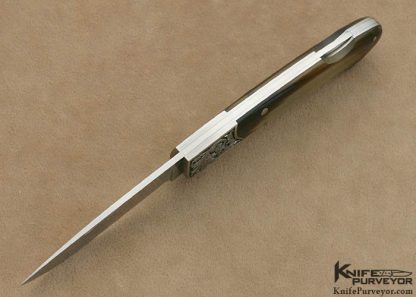 Joe Kious Custom Knife W Tomita Engraved Kudu Horn Lockback - Image 5