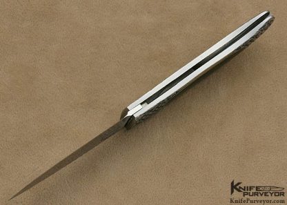 Joe Kious Custom Knife Black Lip Tahitian Pearl Shell Interframe Lockback Engraved by Ray Cover Jr. - Image 6