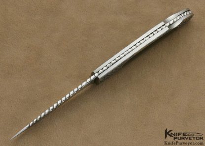 Joe Kious Custom Knife Black Lip Tahitian Pearl Shell Interframe Lockback Engraved by Ray Cover Jr. - Image 4