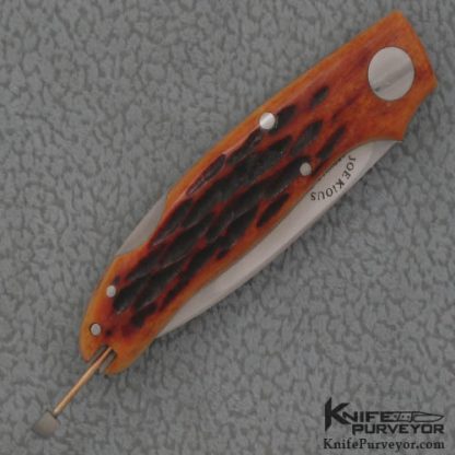 Joe Kious Custom Knife Jigged Bone Lockback w/ Gold Toothpick - Image 3