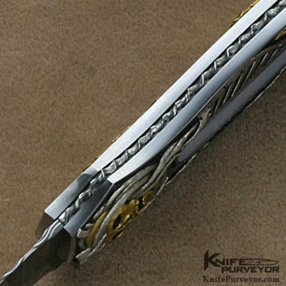 Joe Kious Custom Knife Mother of Pearl Pocket Locket Engraved by Ron Skaggs - Image 7