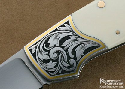 Joe Kious Custom Knives Tim George Engraved Pre-ban Elephant Ivory Lockback - Image 2