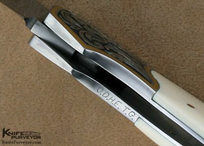 Joe Kious Custom Knives Tim George Engraved Pre-ban Elephant Ivory Lockback - Image 6