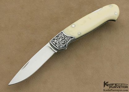Joe Kious Custom Knife W Tomita Engraved Hippo Tooth Ivory Lockback