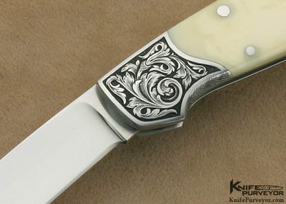 Joe Kious Custom Knife W Tomita Engraved Hippo Tooth Ivory Lockback - Image 2