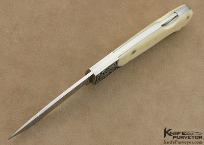 Joe Kious Custom Knife W Tomita Engraved Hippo Tooth Ivory Lockback - Image 5