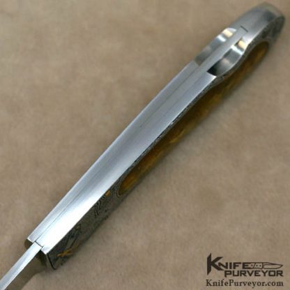 Joe Kious Custom Knife Amber Inlayed Dan Wilkerson Engraved Lockback - Image 7