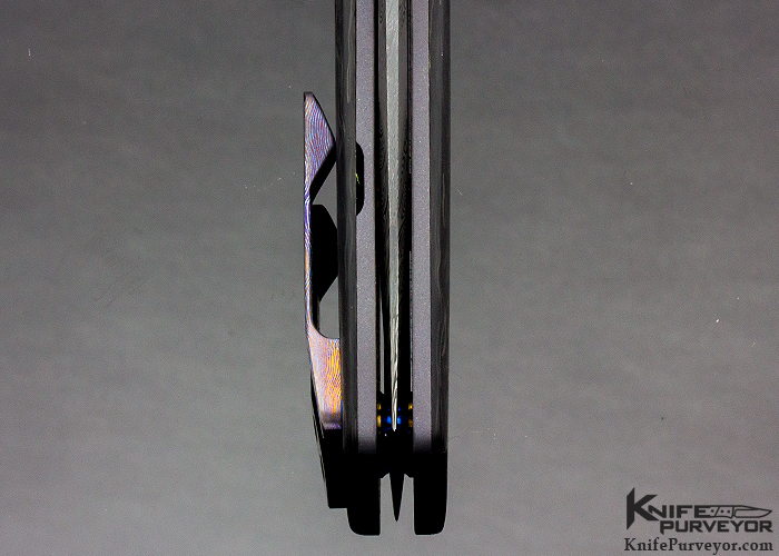 Kirby Lambert Custom Knife "Blitz" Flipper with Damasteel and Shred Carbon Fiber - Image 6