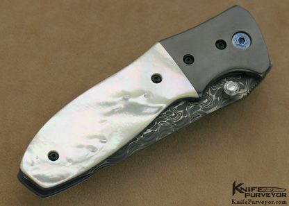 Kirby Lambert Custom Knife "Hooligan" Pearl & Damascus Linerlock - Image 3