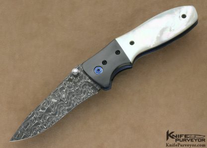 Kirby Lambert Custom Knife "Hooligan" Pearl & Damascus Linerlock