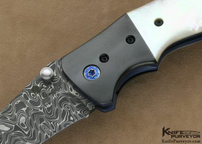 Kirby Lambert Custom Knife "Hooligan" Pearl & Damascus Linerlock - Image 2