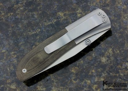 Kit Carson Custom Knife Green Linen Micarta  and Bead Blasted Titanium w/ 6k Stillite Blade - Image 3