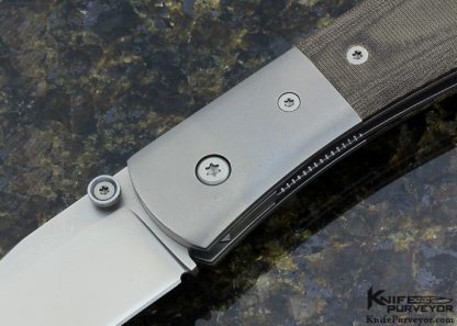 Kit Carson Custom Knife Green Linen Micarta  and Bead Blasted Titanium w/ 6k Stillite Blade - Image 2