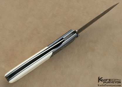 Kit Carson Custom Knife Jeff Flannery Engraved, Ron Luebke Jr. Scrimshawed Pre-ban Ivory & Damascus Linerlock - Image 7