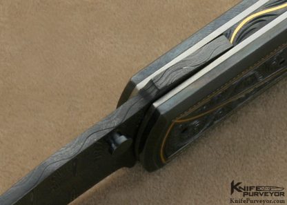 Kit Carson Custom Knife Jeff Flannery Engraved, Ron Luebke Jr. Scrimshawed Pre-ban Ivory & Damascus Linerlock - Image 6
