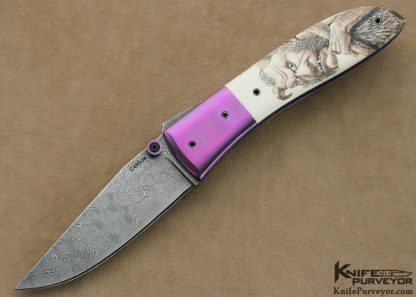 Kit Carson Custom Knife Gary Williams Scrimmed & Damascus Linerlock