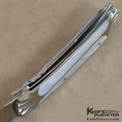Koji Hara Custom Knife Mother of Pearl & Fluted Linerlock - Image 5
