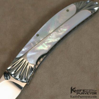 Koji Hara Custom Knife Mother of Pearl & Fluted Linerlock - Image 2