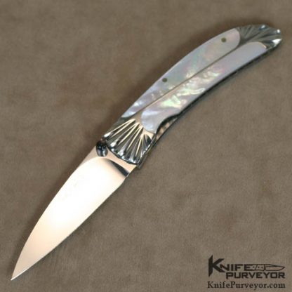 Koji Hara Custom Knife Mother of Pearl & Fluted Linerlock