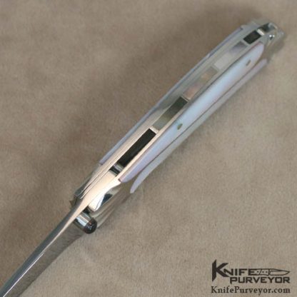 Koji Hara Custom Knife Mother of Pearl & Fluted Linerlock - Image 4
