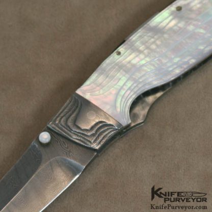 Koji Hara Custom Knife Air Step Mother of Pearl & Damascus Linerlock - Image 2