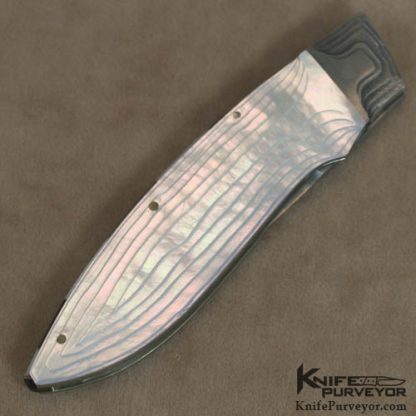 Koji Hara Custom Knife Air Step Mother of Pearl & Damascus Linerlock - Image 3
