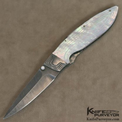 Koji Hara Custom Knife Air Step Mother of Pearl & Damascus Linerlock