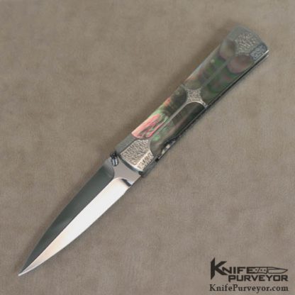 Koji Hara Custom Knife 8 Piece Inlay Black Lip & Stippled Dagger Linerlock