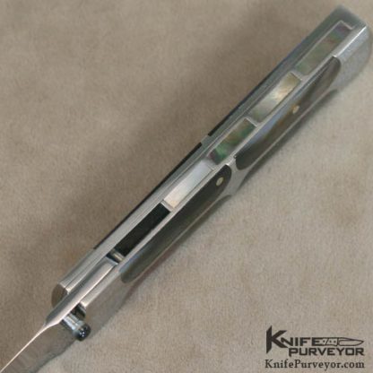 Koji Hara Custom Knife 8 Piece Inlay Black Lip & Stippled Dagger Linerlock - Image 4