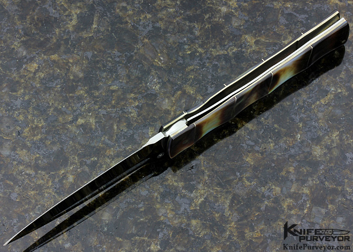 Koji Hara Custom Knife Black Lip Pearl Bamboo Linerlock - Image 5