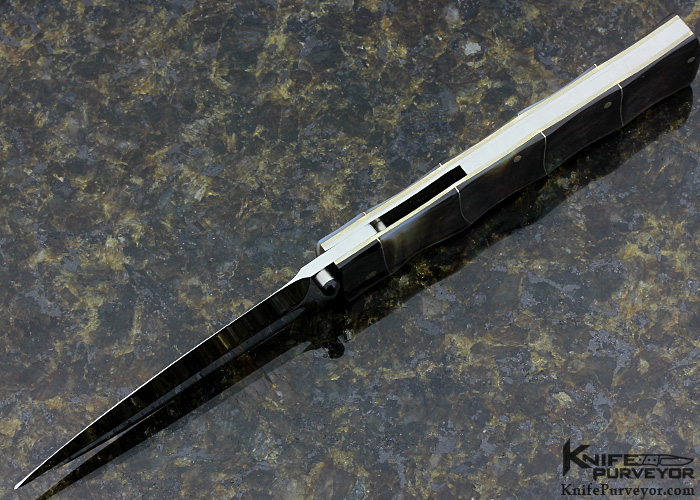 Koji Hara Custom Knife Black Lip Pearl Bamboo Linerlock - Image 4