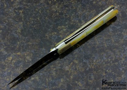 Koji Hara Custom Knife Mokume Gold Lip Pearl Linerlock - Image 5