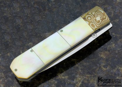 Koji Hara Custom Knife Mokume Gold Lip Pearl Linerlock - Image 4