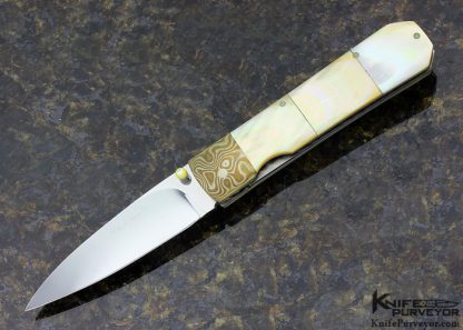 Koji Hara Custom Knife Mokume Gold Lip Pearl Linerlock