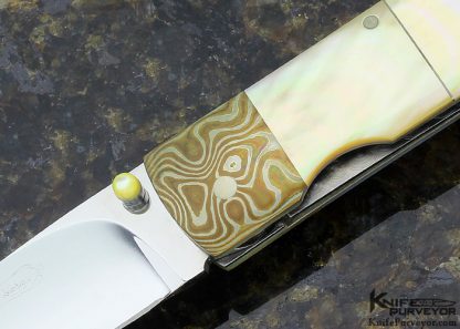 Koji Hara Custom Knife Mokume Gold Lip Pearl Linerlock - Image 3