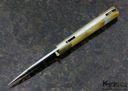 Koji Hara Custom Knife Mokume Gold Lip Pearl Linerlock - Image 2