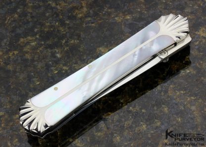 Koji Hara Custom Knife Mother of Pearl Linerlock Dagger - Image 4