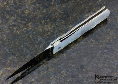 Koji Hara Custom Knife Mother of Pearl Bamboo Linerlock - Image 5