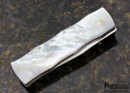 Koji Hara Custom Knife Mother of Pearl Bamboo Linerlock - Image 4
