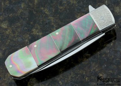 Koji Hara Custom Knife Black Lip Pearl Bamboo Linerlock Flipper - Image 3