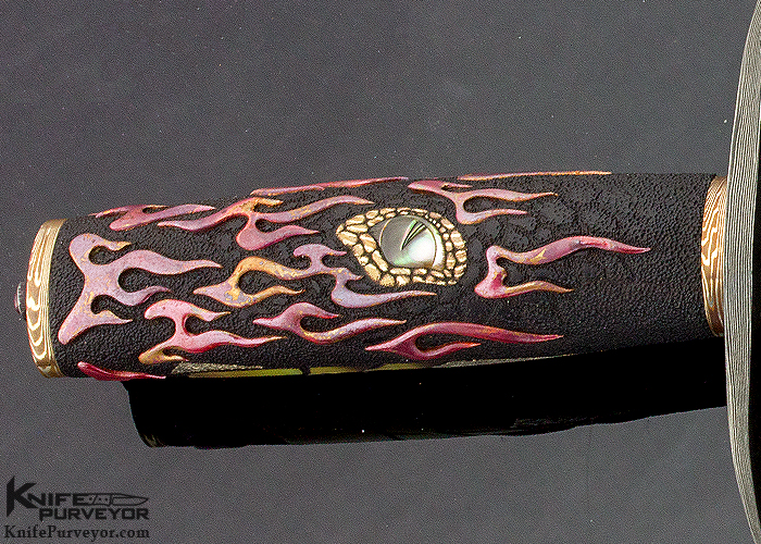 Kevin Casey Custom Knife "Dragon Dagger" Sole Authorship Feather Damascus - Image 6