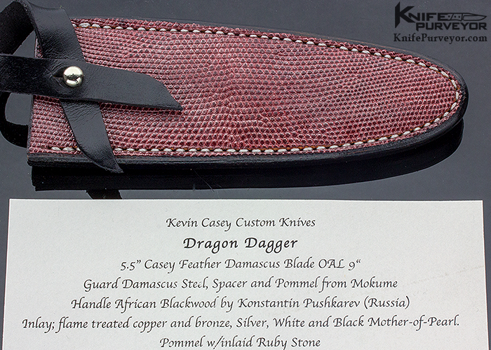 Kevin Casey Custom Knife "Dragon Dagger" Sole Authorship Feather Damascus - Image 11