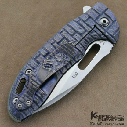 Korth Custom Knife Sentry Flipper with Skull Smoking a Cigar - Image 3