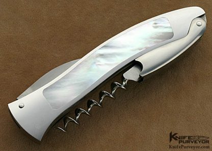 Dietmar Kressler Custom Knives Mother of Pearl Shell Interframe Wine Opener - Image 2