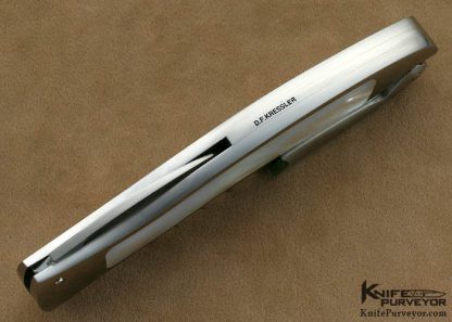 Dietmar Kressler Custom Knives Mother of Pearl Shell Interframe Wine Opener - Image 3