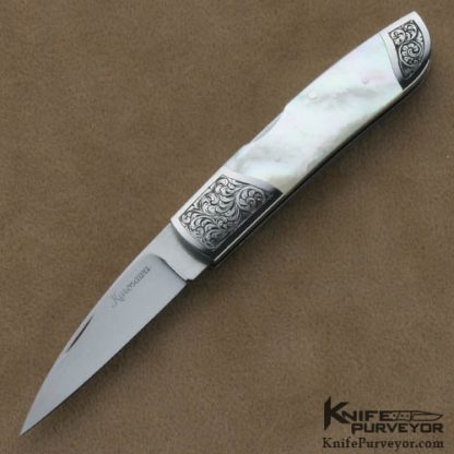 Matsumoto Kurosawa Custom Knives Simon Lytton engraved Mother of Pearl Lockback