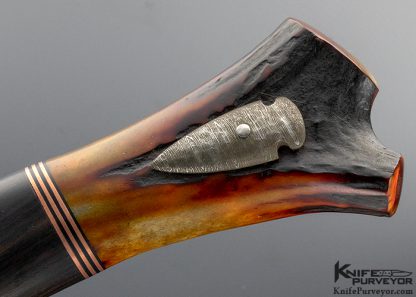 Kurt Allen Swearingen Custom Knife Brow-Tine Bowie with Amber Stag and African Blackwood - Image 6