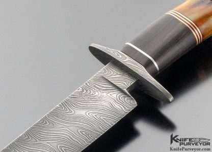 Kurt Allen Swearingen Custom Knife Brow-Tine Bowie with Amber Stag and African Blackwood - Image 2