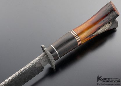 Kurt Allen Swearingen Custom Knife Brow-Tine Bowie with Amber Stag and African Blackwood - Image 5