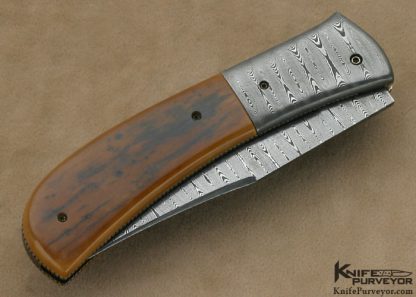 Kyle Royer Custom Knife Sole AUthorship Damascus Automatic Linerlock - Image 3